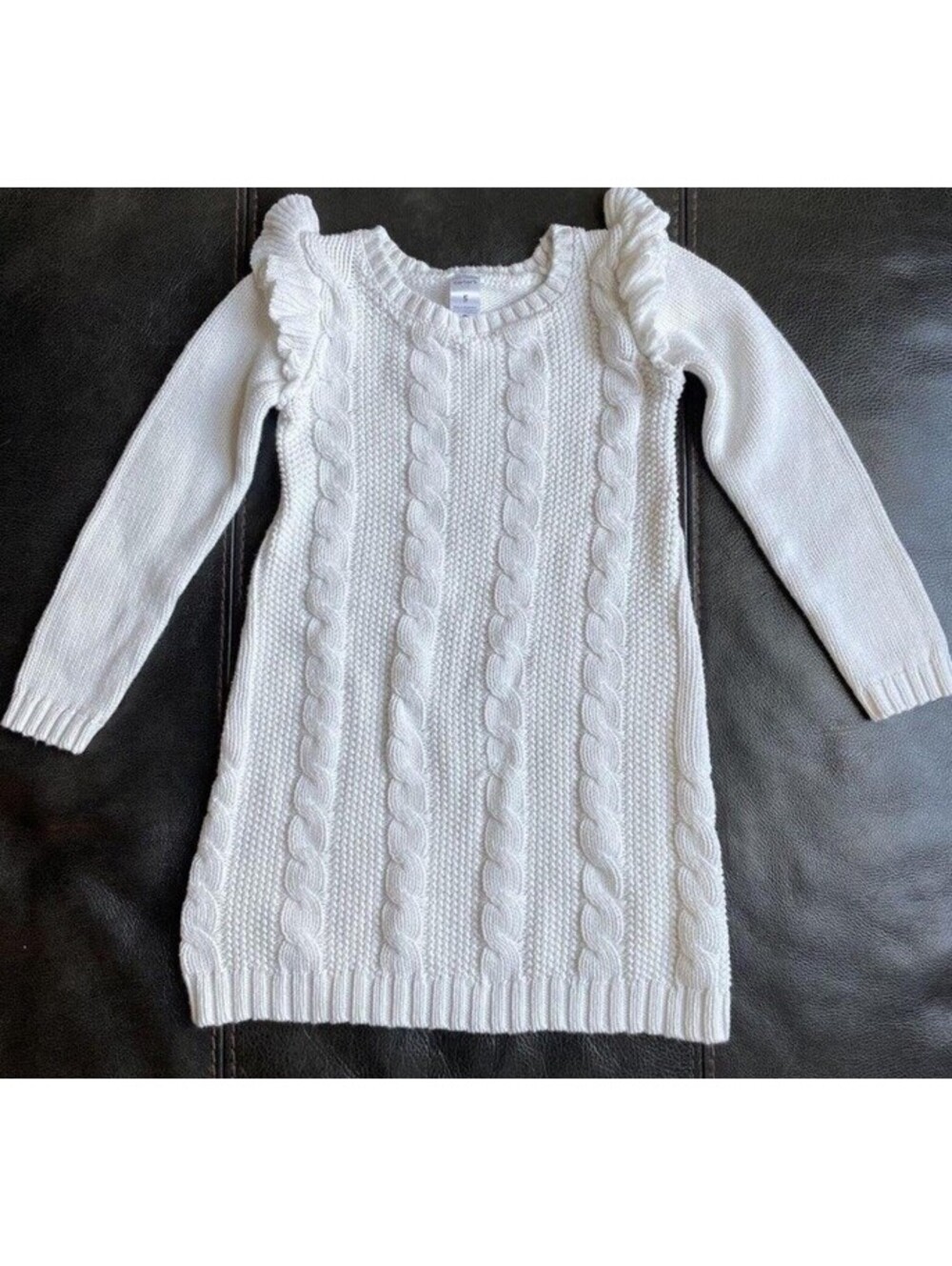 CARTER'S Little Girls Cream Sweater Cable Knit Dress Size 5